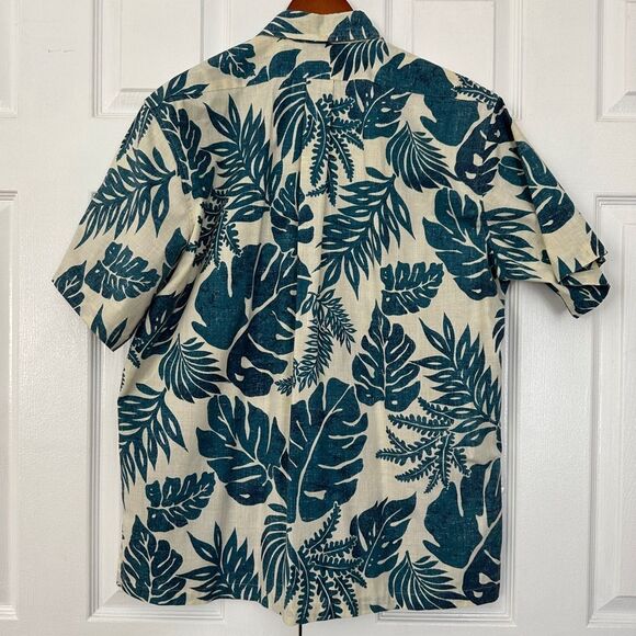 REYN SPOONER Shirt Traditional 4 Button Placket Reverse Print Monstera Size L - Picture 3 of 10